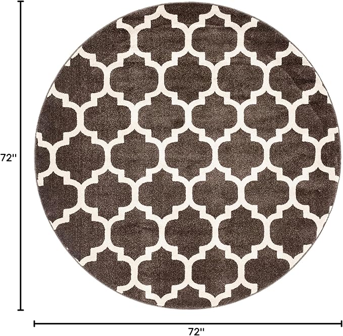Rugs.com Lattice Collection Rug – 6 Ft Round Chocolate Brown Medium Rug Perfect for Kitchens, Dining Rooms