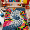 Optical Illusion Bedroom Rug - Abstract Retro Rug, 6x9 Area Rugs, Wavy Orange Art Non Slip Fade Resistant Large Carpets Home Decor #C114
