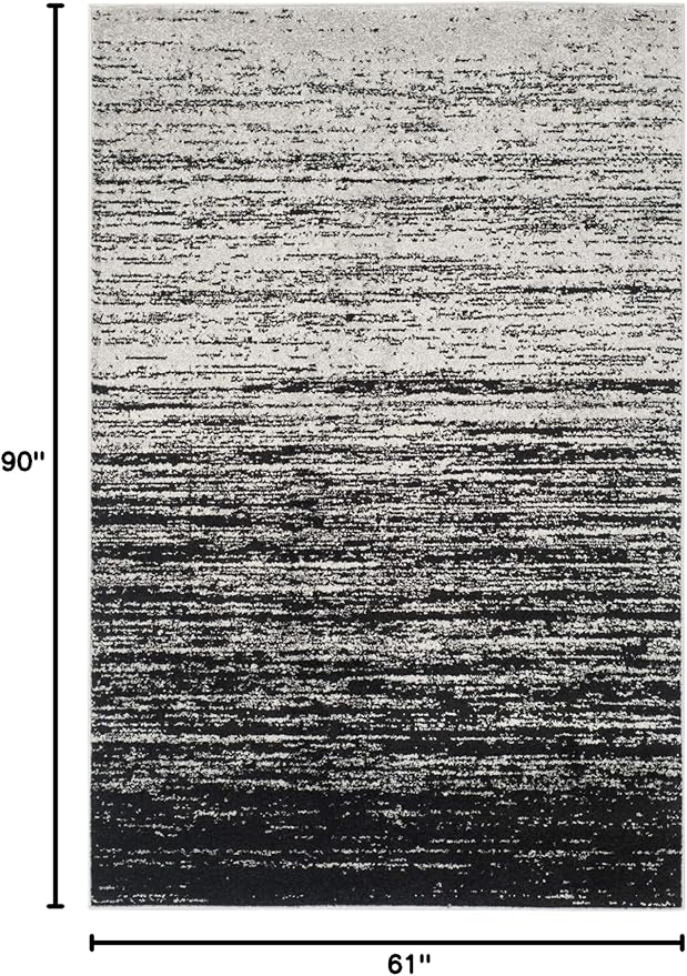 SAFAVIEH Adirondack Collection Area Rug - 5'1" x 7'6", Silver & Black, Modern Ombre Design, Non Shedding & Easy to Clean, Ideal for Living Room, Bedroom, Office, Dining Space (ADR113A)