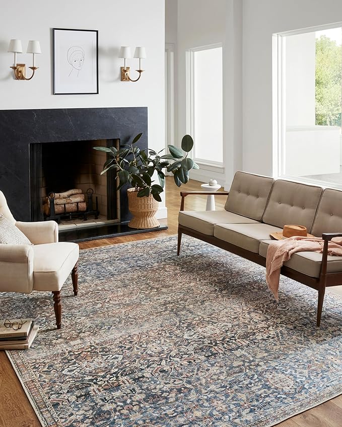 Loloi Chris Loves Julia Jules Collection JUL-06 Denim/Spice 2'-6'' x 7'-6'', .13" Pile Height, Runner Rug