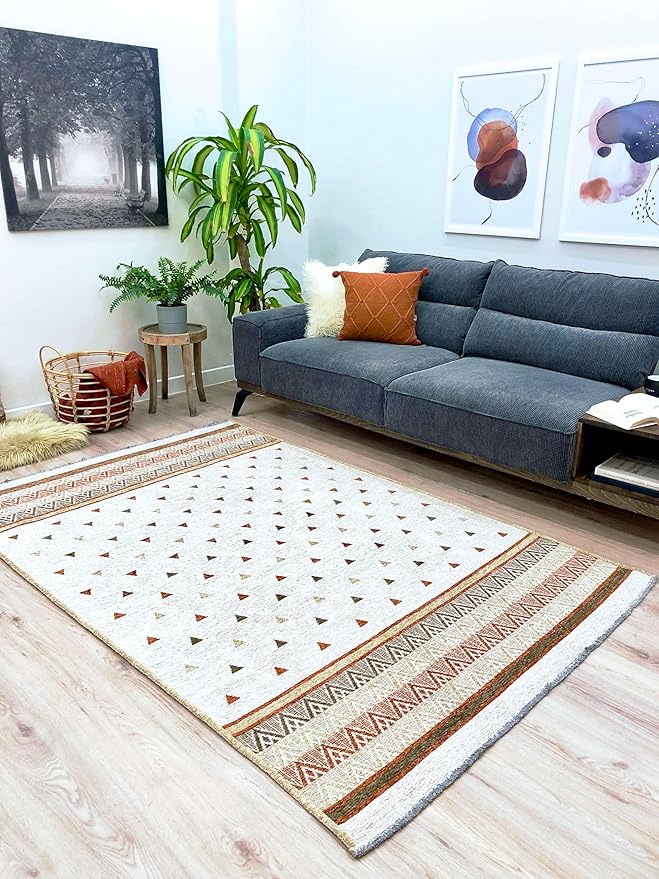 Alfa Rich 4x6 Beige Terracotta Washable Area Rugs for Living Room Kitchen Bedroom Decor Rug