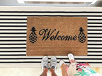 KOZYFLY 3'x5' Cotton Area Rug, Black and Beige Striped Outdoor Rug, Hand-Woven, Machine Washable, Perfect for Front Door, Kitchen, Living Room