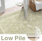 2x5 Runner Rug Machine Washable Boho Runners for Hallway,Ultra-Thin Low Pile Rug,Lightweight Indoor Carpet,Non Slip Floral Runners for Enrtyway, Corridor, Home Office, Kitchen,Taupe