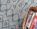 Unique Loom Outdoor Trellis Collection Area Rug - Tribal Trellis (6' 1" x 9' Rectangle, Light Blue/ Ivory)