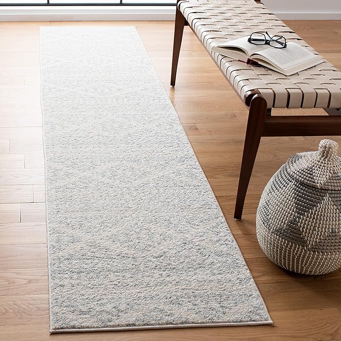 SAFAVIEH Tulum Collection Runner Rug - 2' x 21', Ivory & Light Grey, Moroccan Boho Tribal Design, Non-Shedding & Easy to Clean, Ideal for Living Room, Hallway, Foyer, Bedroom (TUL272G)