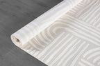 Beverly Rug Modern Geometric Area Rug 6x9 Low-High Pile Durable Soft Abstract Curved Indoor Rugs for Living Dining Room Office Stain Resistant Non Shedding Casual Indoor Carpet Beige White 6 x 9