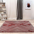 Alfa Rich 7x10 Geometric Red Burgundy Off White Washable Area Rugs for Living Room Bedroom Rug