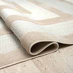 Abani Area Rugs - Modern Minimalist Pattern - Cream Rug for Living Room, Bedroom, Dining Room - Indoor/Outdoor - Easy to Clean - Non-Shedding - 4' x 6'