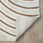 Abani Glam Collection Area Rug - Beige/Cream Modern Abstract Design - 2' x 3' - for Living Room, Bedroom & Office
