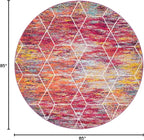Unique Loom Trellis Frieze Collection Area Rug - Geometric (7' Round, Multi/ Ivory)