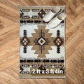 YHSF South West Native American Area Rug C318 - Easy Clean, Thick, Soft, Durable Native Tribal American Indian Inspired Rug for Bedroom/Living Room and More - Ivory, 2 Feet x 3 Feet 4 Inches