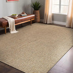 Easy Jute Rugs 8x10 Natural Color Living Room Indoor Outdoor Area Rug for Patio Farmhouse and Kitchen Rug High Traffic Easy to Clean Washable Solid Boho Woven Design Outside Carpet (8 x 10)