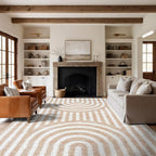 Rugshop Abstract Arch Shag Area Rug Beige 7' 10" x 10' Perfect for Large Living Rooms, Dining Areas, or Master Bedrooms