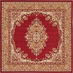 Unique Loom Reza Collection Traditional Persian Style Area Rug, Square 8' 0" x 8' 0", Burgundy/Ivory