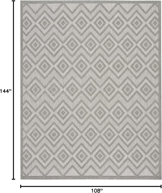 Nourison Home Versatile Silver Grey 9' x 12' Area Rug - Easy Clean, Non Shedding, Bed Room, Living Room, Dining Room, Kitchen (9' x 12')