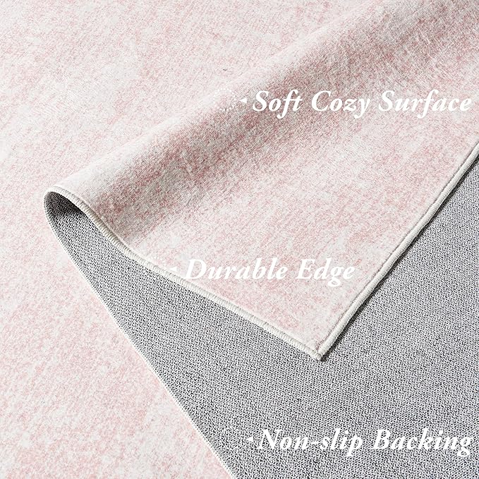 Pink Runner Rug for Bathroom 2x6,Washable Non Slip Abstract Modern Boho Runner Rugs for Kitchen Bedroom Hallway