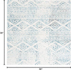 SAFAVIEH Tulum Collection Area Rug - 3' Square, Ivory & Turquoise, Moroccan Boho Tribal Design, Non-Shedding & Easy to Clean, Ideal for Entryway, Foyer, Accent Space, Bedroom (TUL272E)