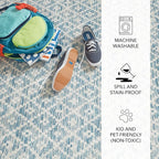 Dash and Albert Melange Diamond Machine Washable Area Rug - 6' x 9' Blue - Diamond Accent Rug - Anti-Slip Backing, Lightweight, Machine Washable, High Traffic Areas Kitchen, Mudroom, Laundry Room