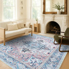 Washable Area Rug. Modern Farmhouse. Vintage. Turkish. Bohemian. Distressed. Oriental. Traditional. Rugs for Living Room. Dining. Bedroom. Office. Entryway. Foyer. (861NT, 2'5 x 9'8)