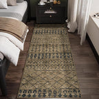 2x8 Machine Washable Runner Rug, Kitchen Hallway Area Rug, Brown Black Vintage Moroccan Rug Ultra Non-Slip Low Pile Soft Faux Wool Carpet, Kids and Pets Friendly for Bedroom Entryway Bedside Decor Rug