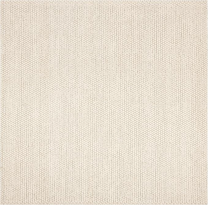 SAFAVIEH Natura Collection Area Rug - 4' Square, Ivory, Handmade Wool Blend, Textured Design, Ideal for Living Room, Bedroom, Dining Space (NAT620A)