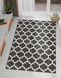 Rugs.com Lattice Collection Rug – 4x6 Black Medium-Pile Rug Perfect for Entryways, Kitchens, Breakfast Nooks, Accent Pieces