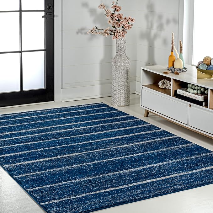 JONATHAN Y Williamsburg Minimalist Stripe Navy/Cream Indoor Area Rug, 3x5, Contemporary, Modern, Easy-Cleaning for Living Room, Bedroom, Kitchen, Pet Friendly, Non-Shedding (MOH201C-3)