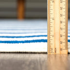 Abani Contemporary Blue & Ivory 6'x9' Area Rug, Contrasting Geometric Modern Stripe Symmetrical Living Room Carpet Rugs