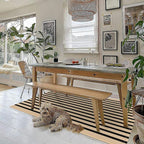 KOZYFLY 3'x5' Cotton Area Rug, Brown and Black Striped Outdoor Rug, Hand-Woven, Machine Washable, Perfect for Front Door, Kitchen, Living Room