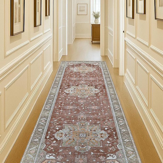 Washable Area Rug. Modern Farmhouse. Vintage. Turkish. Bohemian. Distressed. Oriental. Traditional. Rugs for Living Room. Dining. Bedroom. Office. Entryway. Foyer. (857RB, 2'5" x 4'9")