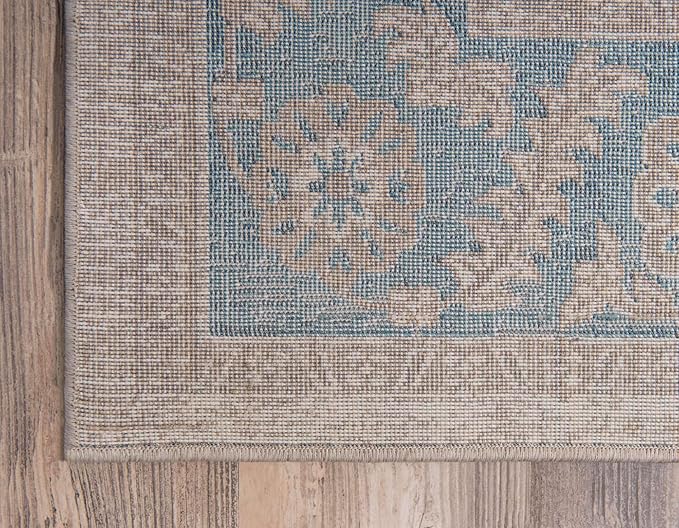 Unique Loom Salzburg Collection Classic Traditional Design Oriental Inspired Border Area Rug (3' 3 x 5' 3 Rectangular, Beige/Blue)