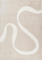 Abani Deco Collection Area Rug - Beige Modern Abstract Ribbon Design - 2' x 3' - for Living Room, Bedroom & Office