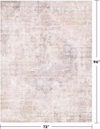 Pink and Grey 6x8 Living Room Rug, Morden Washable Area Rug for Bedroom, Non Slip Carpet for Dinning Room Under Table, Medallion Distressed Print Pattern