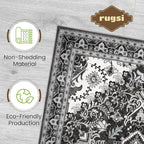 Washable Runner Rug 2.5x8 | Non Slip Rug Runners for Hallways, Entryways, Kitchens, Bathrooms, Bedrooms | Ultra-Soft Flannel Carpet Runners with Rubber Backing (Charcoal, 2.5x8)