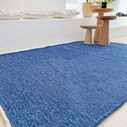 Alfa Rich 5x8 Dark Blue Washable Area Rugs for Living Room Bedroom Kitchen Cotton Decor Solid Rug