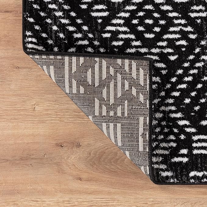Rugshop Boho Black Tribal Area Rug Modern Indoor Carpet for Living Room, Bedroom, or Entryway – Non-Shedding, Low Pile Geometric Design 2' 3" x 12'