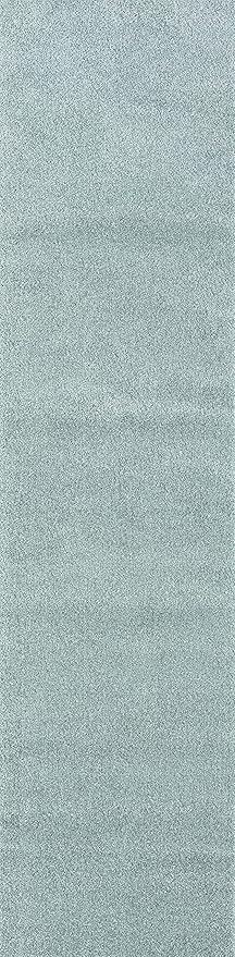 Eyely UES100S-212 Supersoft Haze Solid Low-Pile Indoor Runner Rug, Coastal, Bohemian, Minimalist, Classic, Casual for Bedroom,Kitchen,Living Room,Non Shedding,Easy-Washing, Blue, 2 X 12
