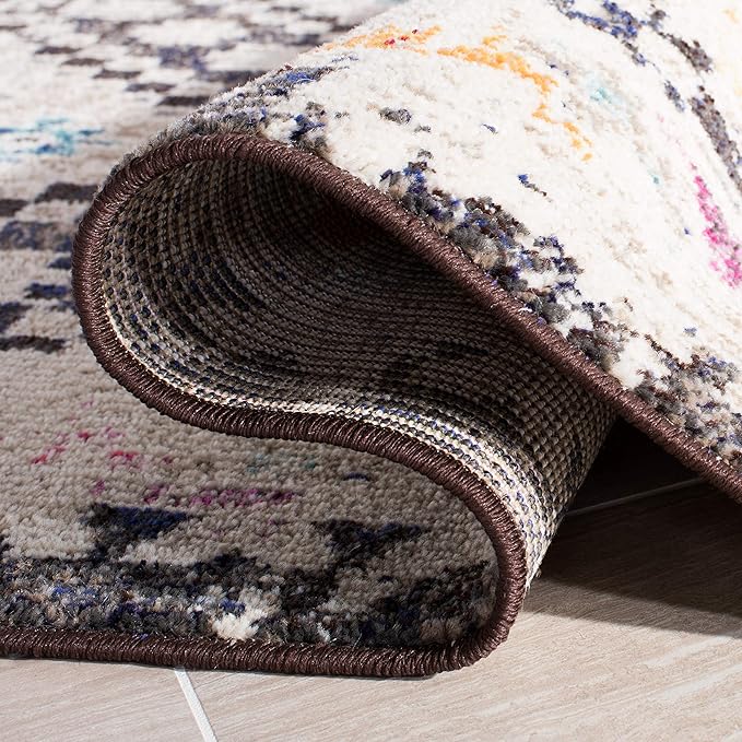 SAFAVIEH Madison Collection Runner Rug - 2'2" x 6', Black & Yellow, Boho Diamond Distressed Design, Non-Shedding & Easy Care, Ideal for High Traffic Areas in Living Room, Bedroom (MAD418Z)