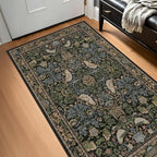 Large Entryway Rugs Indoor - 3x5 Washable Rugs for Kitchen Bedroom Beside Bed Door Mat Indoor Entrance with Moody Woodland Flowers, Non Slip Stain Resistant Low Pile