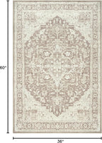Bloom Rugs Washable Non-Slip 3' x 5' Rug - Light Brown Traditional Medallion Area Rug for Living Room, Bedroom, Dining Room, and Kitchen - Exact Size: 3' x 5'