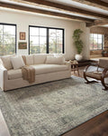 Loloi Magnolia Home by Joanna Gaines Sinclair Collection SIN-04 Natural/Sage 8'-6" x 11'-6", .25" Pile Height, Machine Washable, Area Rug