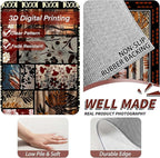 Rustic Cabin Area Rug 6x8ft, Animal & Moroccan Plaid Pattern Vintage Boho Carpet, Stain-Resistant Pet-Friendly & Non-Slip Low Pile for Living Room, Bedroom, Dining Room