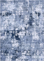 Area Rug Living Room Rugs - 10x14 Washable Large Soft Indoor Neutral Modern Abstract Low Pile Rug Carpet for Bedroom Dining Room Farmhouse Home Office - Navy Blue