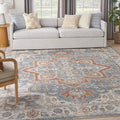Nourison Home Astra Machine Washable Traditional Denim Multi 7'10" x 10' Area Rug, Easy Clean, Non Shedding, Bed Room, Living Room, Dining Room, Kitchen (8x10)
