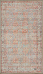 GLN Rugs Traditional Collection - Machine Washable Area Rug, Traditional Washable, Non Slip, Low Pile Chenille Rug, Living Room, Bedroom, Kitchen Rug (2'6" x 7' Terra/Multicolor 1153)