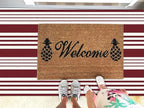 KOZYFLY Striped Outdoor Rug 3x5 Ft Red and White Christmas Front Door Rug Woven Area Rug Washable Doormats Indoor Entrance Mat for Kitchen Entryway Patio Front Porch Holiday Decor
