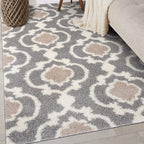 Rugshop Cozy Moroccan Trellis Indoor Shag Area Rug 6'6"X 9' Gray/Cream