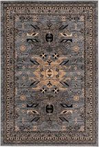 Unique Loom Taftan Collection Border Geometric Tribal Inspired Design Area Rug (6' 0 x 9' 0 Rectangular, Gray/ Black)