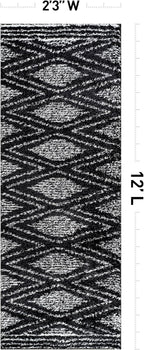 Rugshop Geometric Shag Runner Rug Anthracite Dark Gray and White 2' 3" x 12' Great for Long Hallways, Open Entryways, or Galley Kitchens