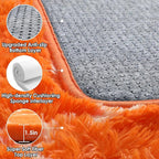 ONASAR Area Rugs for Bedroom Living Room, Washable 4x6 Fluffy Orange and White Throw Rug, Geometric Soft Shaggy Fuzzy Plush Indoor Floor Carpet for Kids Teen Nursery Dorm Office Home Decor Aesthetic